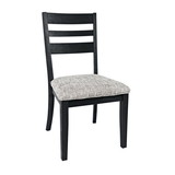 Benjara BM208514 Wooden Chair with Cushioned Seat and Ladder Backrest, Set of 2, Dark Gray