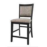 Benjara BM208517 Wooden Counter Height Stool with Fabric Padded Backrest, Set of 2, Dark Gray