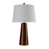 Benjara BM209005 Contemporary Table Lamp with Flared Base and Hammered Pattern in Antique Gold