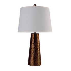 Benjara BM209005 Contemporary Table Lamp with Flared Base and Hammered Pattern, Antique Gold