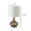 Benjara BM209011 Table Lamp with Pillar Marble Base and USB Plug in in Silver and White