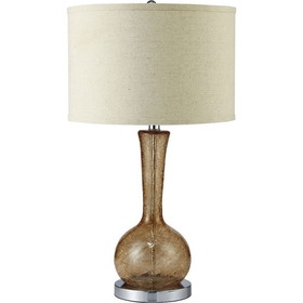 Benjara BM209014 Florence Flask Shaped Table Lamp with Drum Shade, Silver and Brown