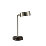 Benjara BM209043 Table Lamp with Stalk Metal Support and Adjustable Head, Silver and Black