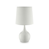 Benjara BM209048 Contemporary Metal Bulb Like Base Table Lamp with Drum Shade in White