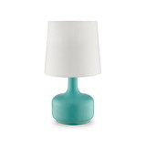 Benjara BM209051 Metal Pot Belly Base Table Lamp with 3 Way Touch Light, White and Sky Blue