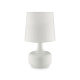 Benjara BM209052 Contemporary Table Lamp with Tapered Drum Shade and Pot Belly Base in White