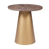 Benjara BM209075 Round Wooden Top Corner Table with Metal Conical Base, Small, Brown and Gold