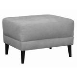 Benjara BM209213 Wooden Fabric Upholstered Ottoman with Cushioned Tufted Seating, Gray