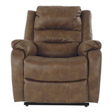 Benjara BM209304 Leatherette Metal Frame Power Lift Recliner with Tufted Backrest in Brown