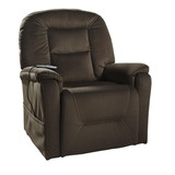 Benjara BM209307 Fabric Upholstered Metal Frame Power Lift Recliner with Side Pocket in Brown