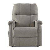 Benjara BM209309 Fabric Upholstered Metal Frame Power Lift Recliner with Tufted Back in Gray