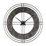 Benjara BM209373 Industrial Round Metal Wall Clock with Roman Numerals in Gray