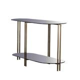 Benjara BM209589 Sofa Table with Glass Top and Open Bottom Glass Shelf, Gold