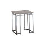 Benjara BM209596 End Table with Rectangular Tabletop and Metal Legs, Silver and Brown