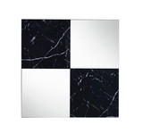 Benjara BM209636 Contemporary Square Accent Wall Mirror with Faux Marble, Silver and Black