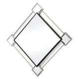 Benjara BM209637 Diamond Shaped Beveled Accent Wall Mirror with Mirror Inserts, Silver