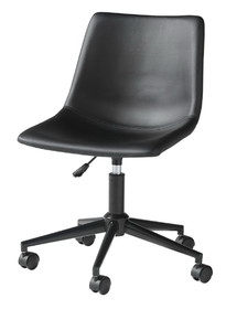 Benjara BM209717 Faux Leather Upholstered Metal Base Swivel Chair in Black