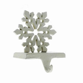 Benjara BM209787 Metal Frame Snowflake Shape Stocking Holder, Antique White