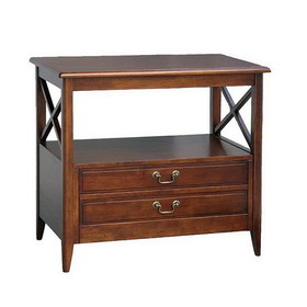 Benjara BM210139 Wooden TV Stand with 2 Drawers and 1 Open Shelf, Dark Brown