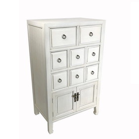 Benjara BM210154 Wooden Chest with 8 Drawers and 2 Door Cabinets, White
