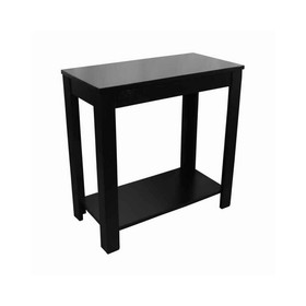 Benjara BM210203 Wooden Chairside Table with Bottom Shelf and Block Legs, Black