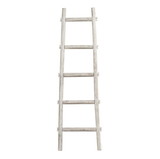 Benjara BM210391 Transitional Style Wooden Decor Ladder with 5 Steps, White
