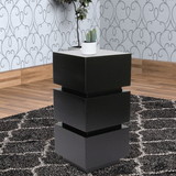 Benjara BM210406 Wooden Pedestal Stand in Stacked Cube Design, Antique Black