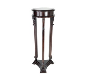 Benjara BM210443 Transitional Style Wooden Pedestal with Scrolled Legs, Brown