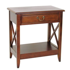 Benjara BM210451 Transitional Style Nightstand with 1 Drawer and X Shape Sides, Brown