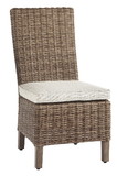 Benjara BM210660 Aluminum Frame Side Chair with Handwoven Wicker in Set of 2 in Brown and Beige