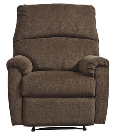 Benjara BM210774 Fabric Upholstered Zero Wall Recliner with Pillow Top Armrests in Brown