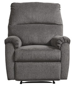 Benjara BM210775 Fabric Upholstered Zero Wall Recliner with Pillow Top Armrests in Gray