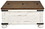 Benjara BM210779 Farmhouse Two Tone Cocktail Table with Lift Top Storage in Brown and White