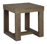 Benjara BM210783 Grained Wooden Frame End Table with Trestle Base in Taupe Brown