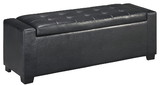 Benjara BM210808 Leatherette Upholstered Storage Bench with Button Tufted Details in Black