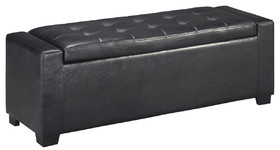 Benjara BM210808 Leatherette Upholstered Storage Bench with Button Tufted Details in Black