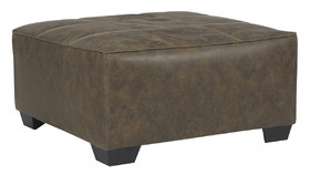 Benjara BM210835 Oversized Ottoman with Tapered Block Legs and Jumbo Stitching in Brown