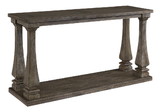 Benjara BM210854 Rectangular Wooden Sofa Table with Square Baluster Legs in Taupe Brown