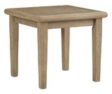Benjara BM210890 Square Wooden Frame End Table with Plank Tabletop in Teak Brown