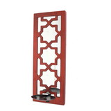 Benjara BM211082 Transitional Mirrored Candle Holder with Lattice Design, Red and Silver
