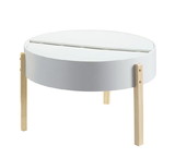 Benjara BM211089 Round Wooden Coffee Table with Hidden Storage in White and Brown