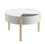 Benjara BM211089 Round Wooden Coffee Table with Hidden Storage in White and Brown