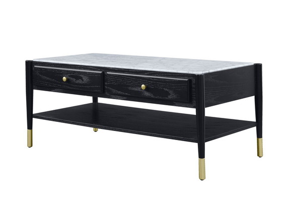 Benjara Coastal Style Rectangular Wooden Coffee Table with Two Drawers Brown Benjara Coastal Style Rectangular Wooden Coffee Table with Two Drawers Brown