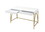 Benjara BM211100 Rectangular Wooden Frame Desk with 2 Drawers and Metal Legs in White and Gold