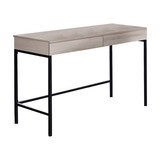 Benjara BM211102 Wooden Desk with 2 Drawers and Metal Frame in Washed White and Black