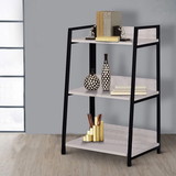 Benjara BM211103 Wooden Bookshelf with 3 Open Compartments in Washed White and Black