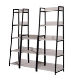 Benjara BM211104 Wooden Bookshelf with 5 Open Compartments, Washed White and Black