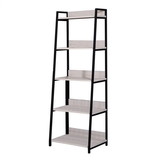 Benjara BM211105 Wooden Frame Bookshelf with 5 Open Compartments in Washed White and Black