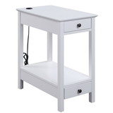 Benjara BM211113 Wooden Frame Side Table with 2 Drawers and 1 Bottom Shelf in White