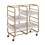 Benjara BM211119 Metal Frame Serving Cart with Adjustable Compartments, Gold and Washed White